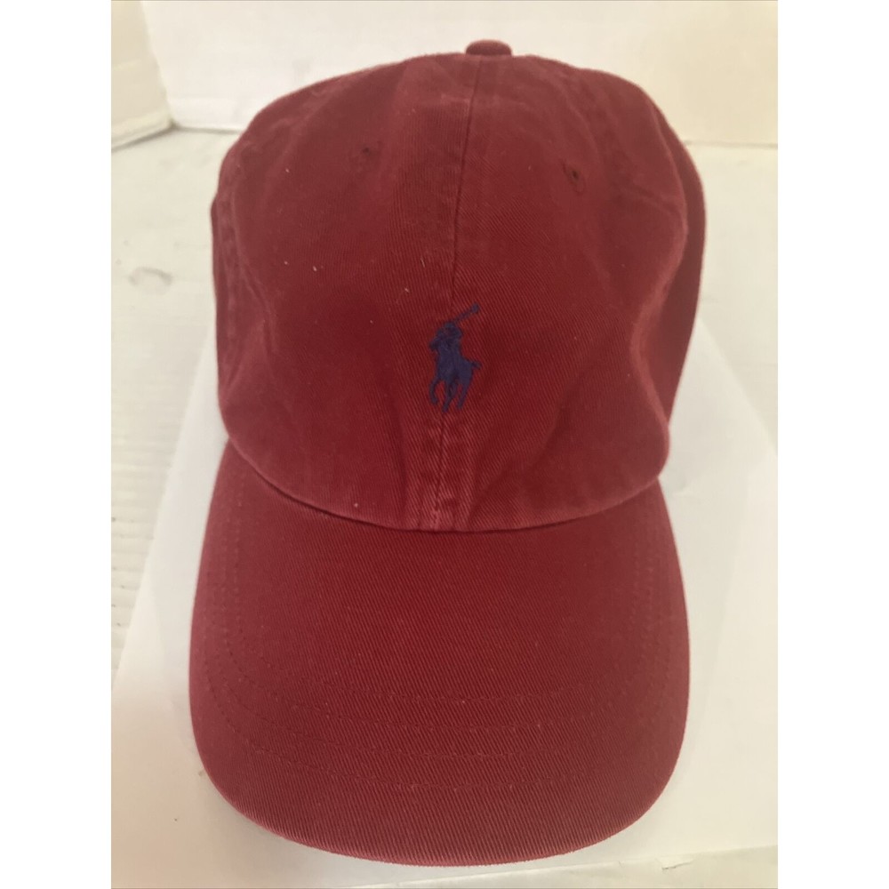 Red/Blue Polo Ralph Lauren Hat With Leather Strap Cap Adjustable Vintage